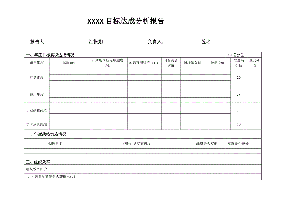 目标达成分析报告(模板)_第1页