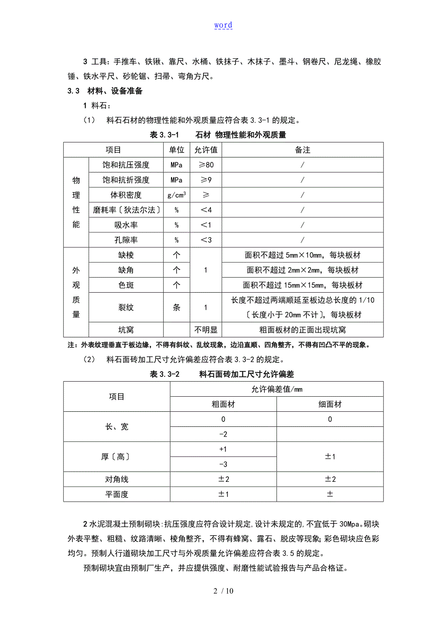 人行道铺砌面层含盲道砖施工工艺实用标准_第2页