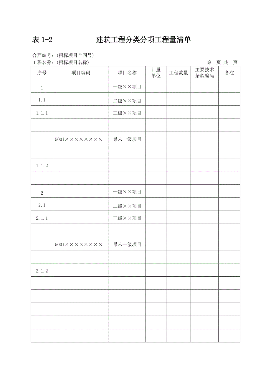 水利工程招标投标文件工程量清单格式.doc_第3页