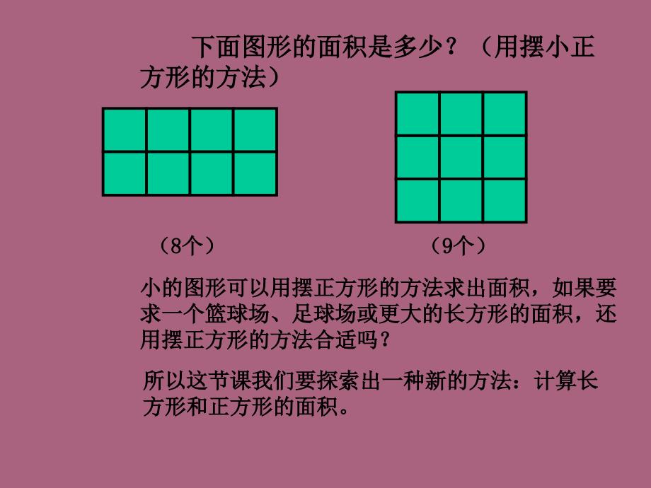 小学数学三年级下册长方形和正方形的面积计算ppt课件_第2页