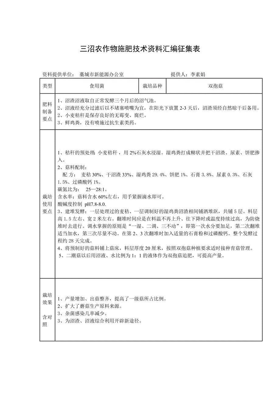 三沼农作物施肥技术资料汇编征集表(藁城市).doc_第5页