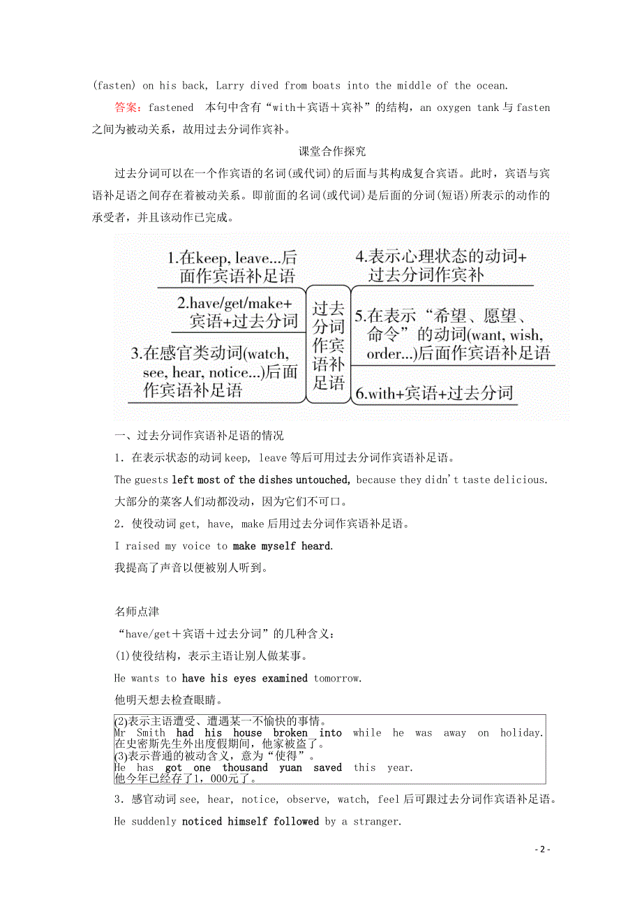 2019-2020学年高中英语 Unit 2 The United Kingdom Section Ⅲ Grammar教学案 新人教版必修5_第2页