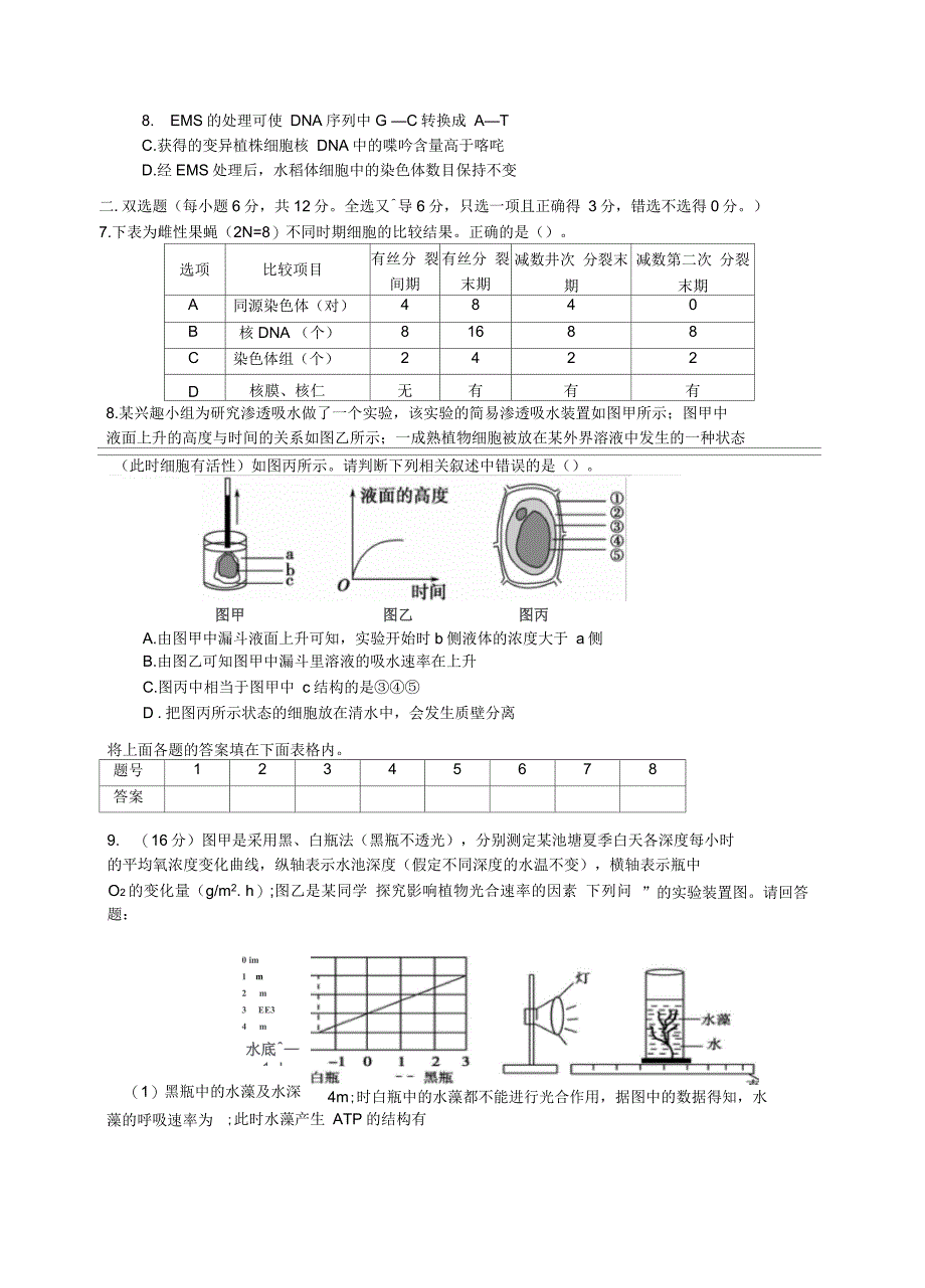 开平一中高三生物周练习(第11周)有解析_第2页