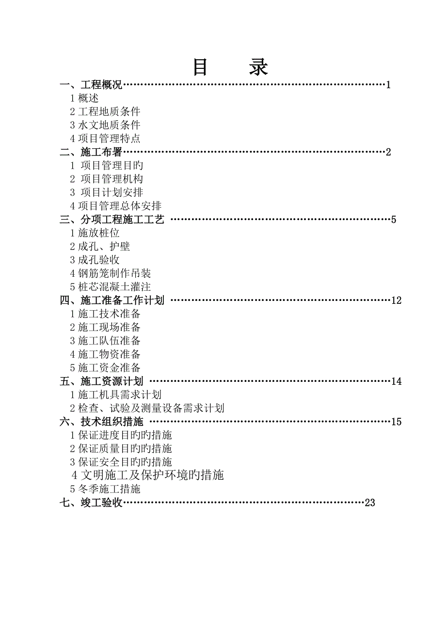 人工挖孔桩施工组织设计桩基公司唐_第1页