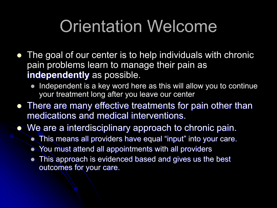 Orientation to Pain CenterUniversity of Utah Health Care Salt 定位到疼痛中心犹他大学保健盐_第2页