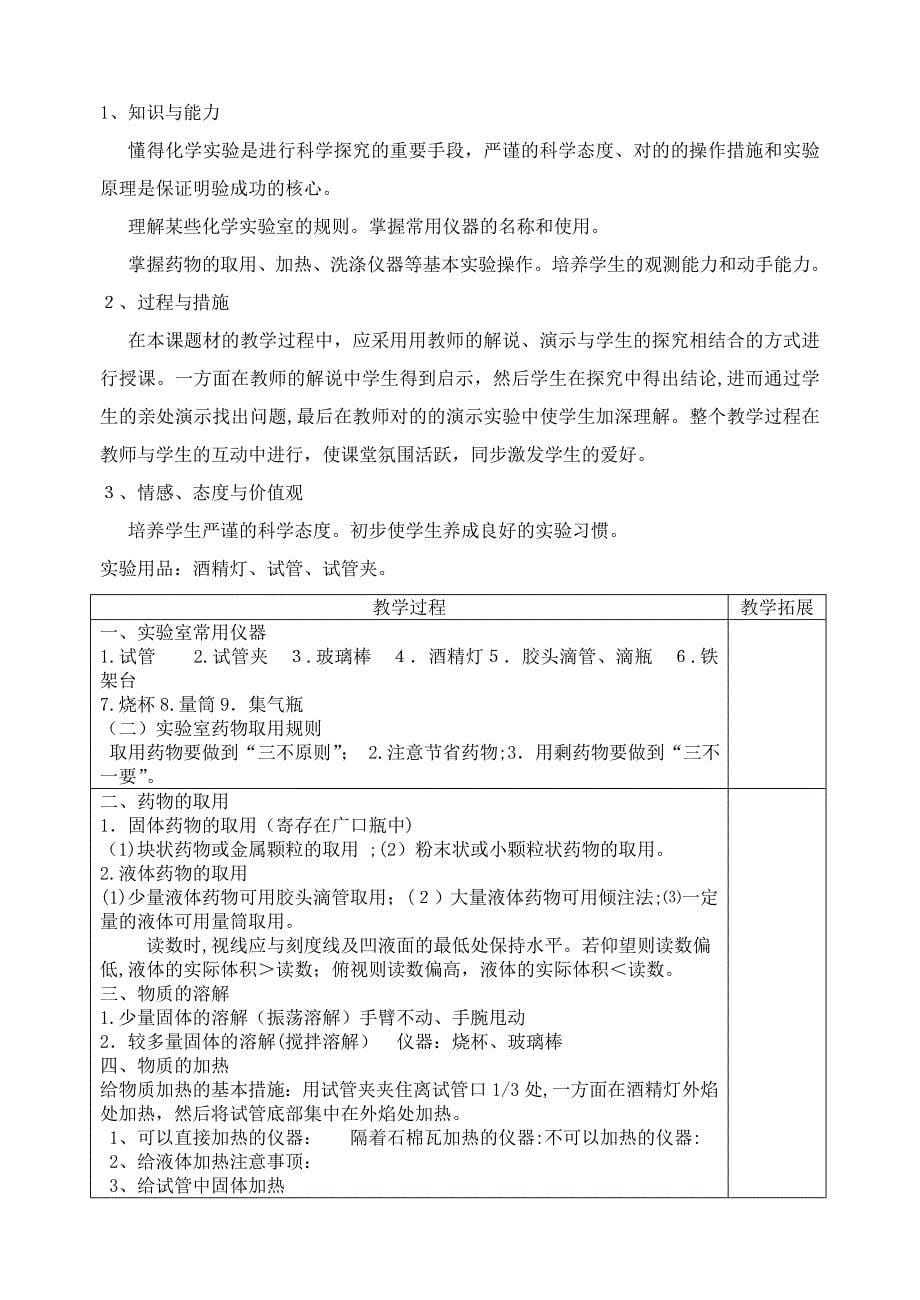 九年级化学学生分组实验教学教案_第5页