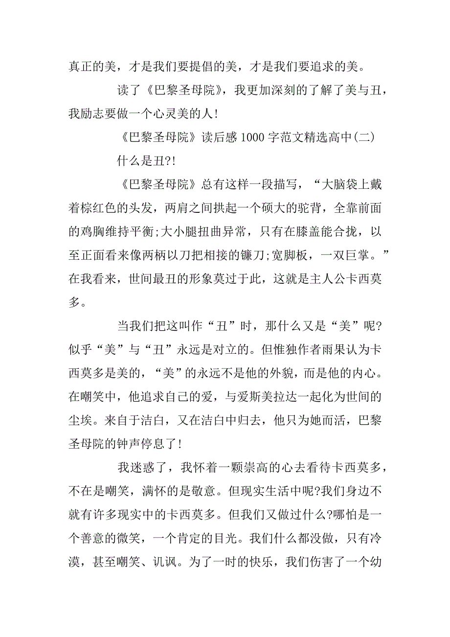 2023年《巴黎圣母院》读后感1000字范文精选高中_第4页