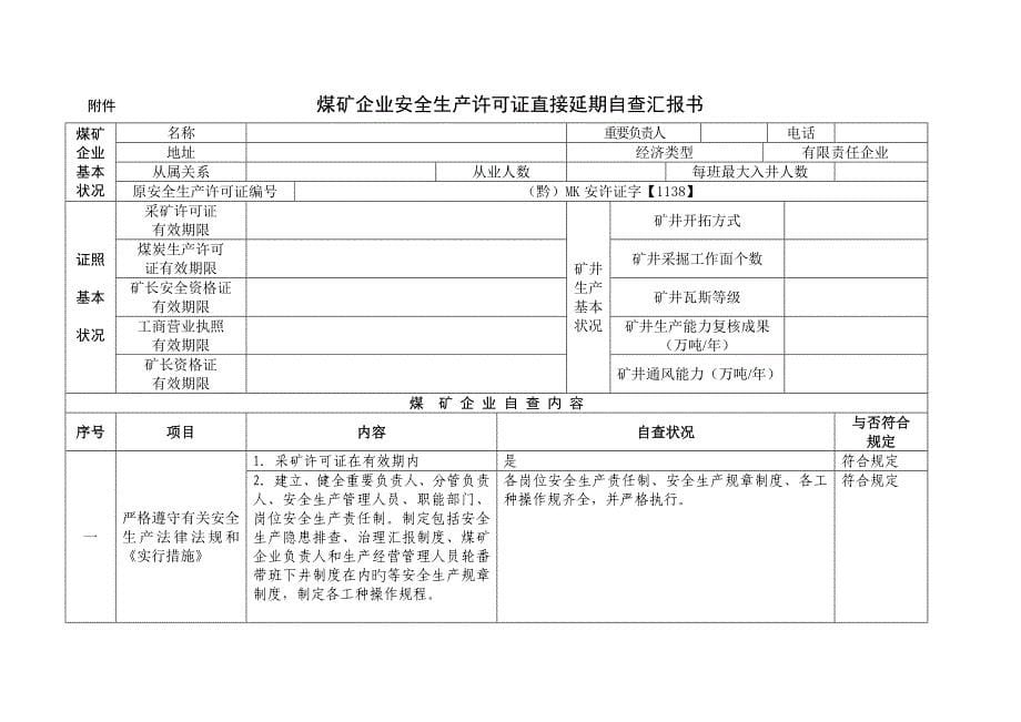 安全生产许可证直接延期自查报告书_第5页