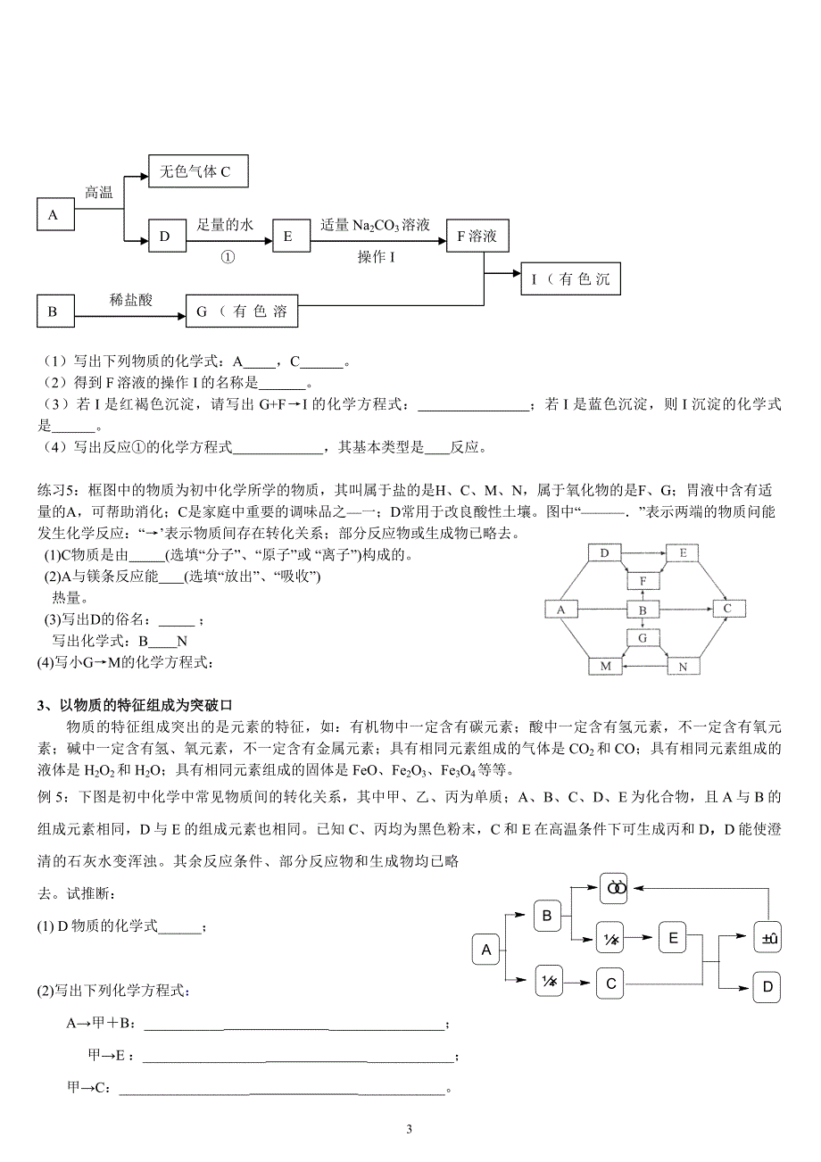 初中化学推断题解题思路、方法及突破口_第3页