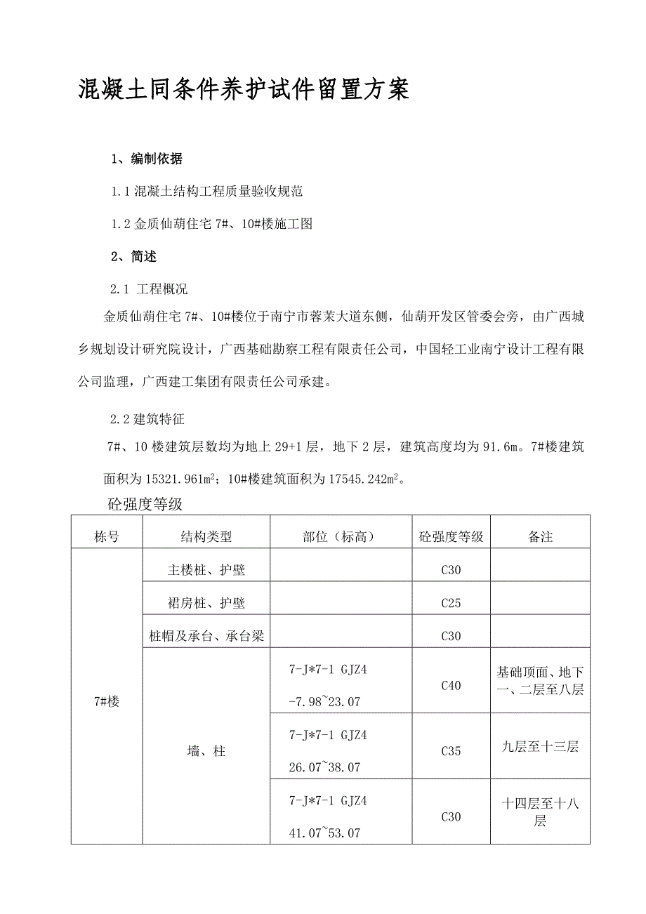 混凝土同条件养护试件附表格_第1页