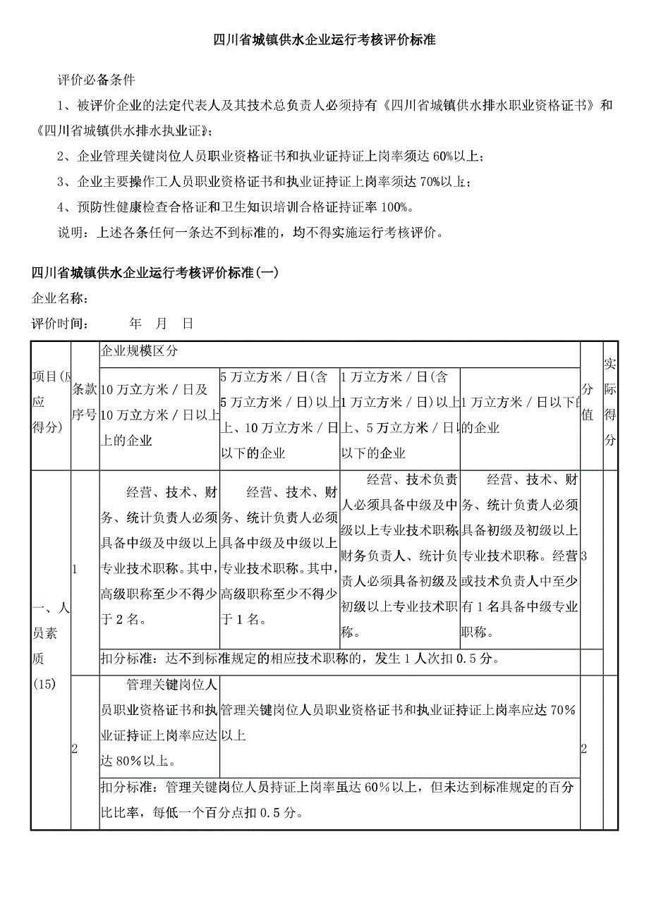 一、四川省城镇供水企业运行考核评价标准_第1页