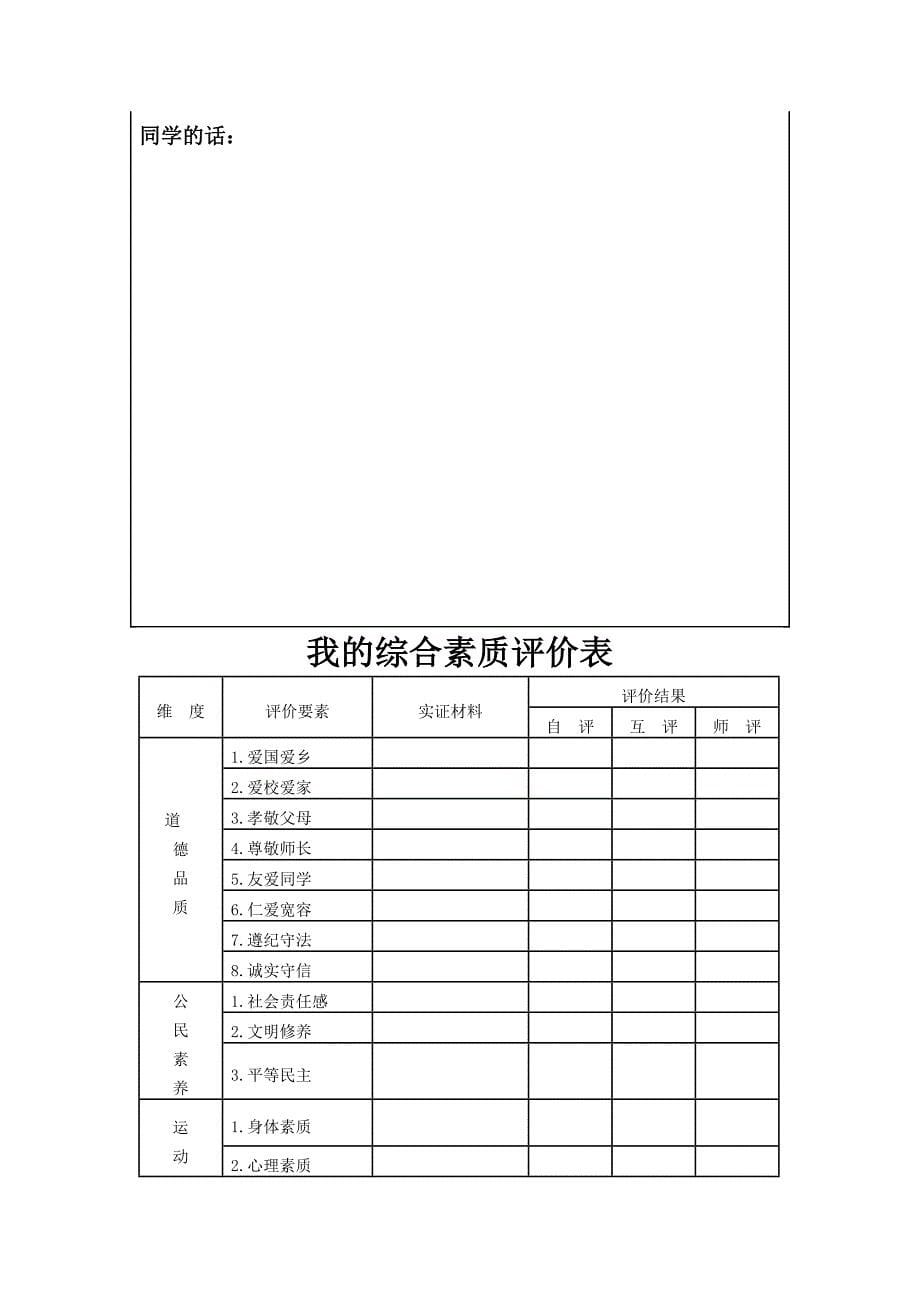 七年级学生成长档案_第5页