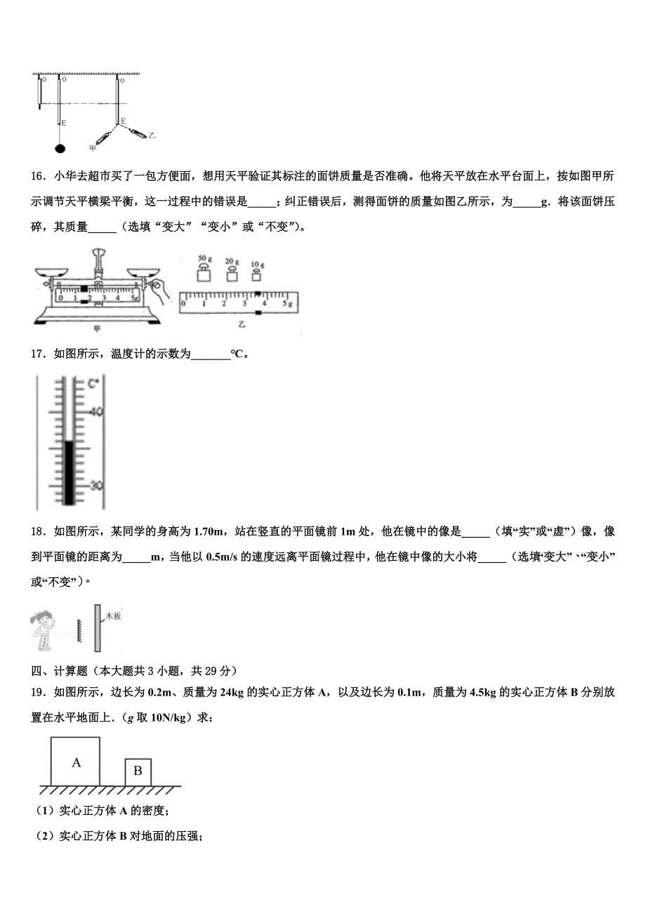 山东省临沂达标名校2022-2023学年中考物理模拟预测试卷含解析_第5页