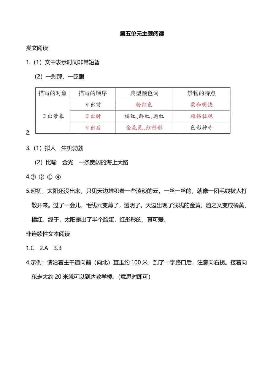 部编版语文四年级下册第五单元主题阅读-习题_第5页