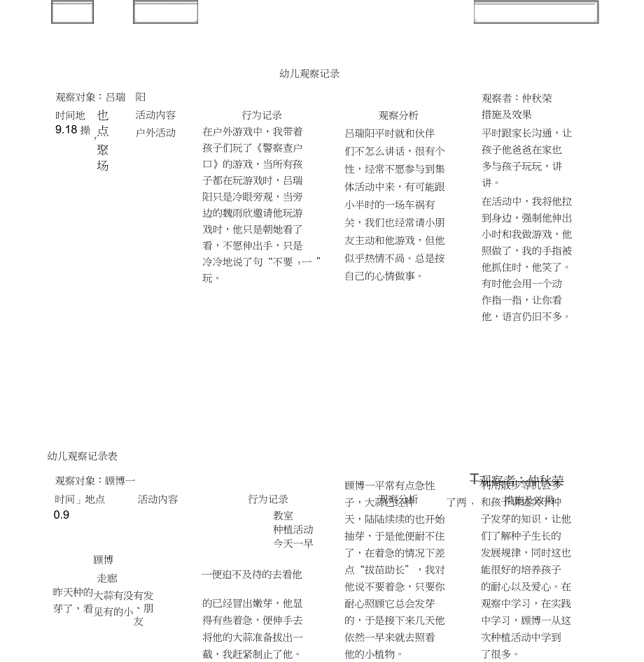 幼儿观察记录(户外活动)_第2页