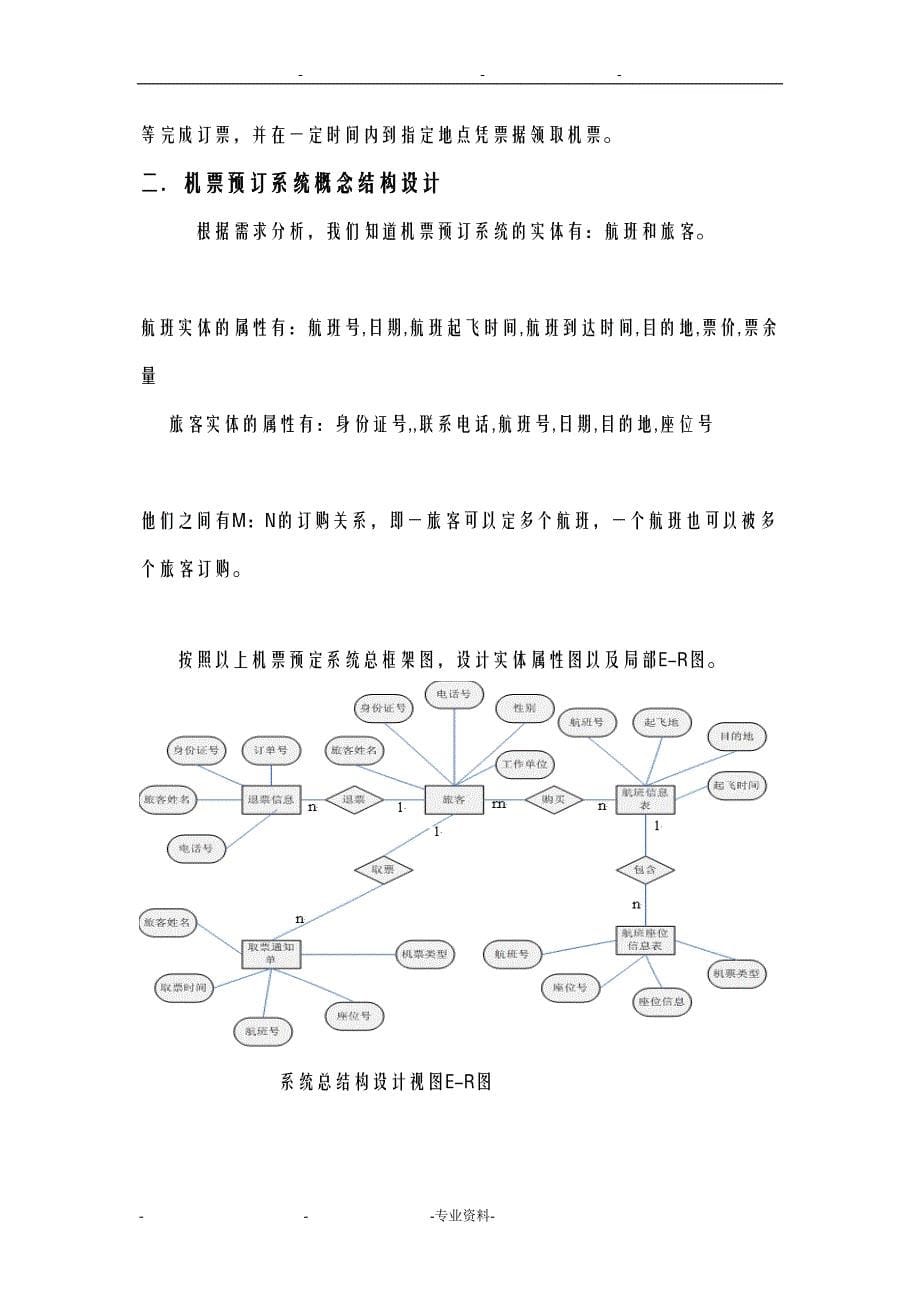 机票预订系统——数据库课程设计报告——设计报告(DOC 15页)_第5页