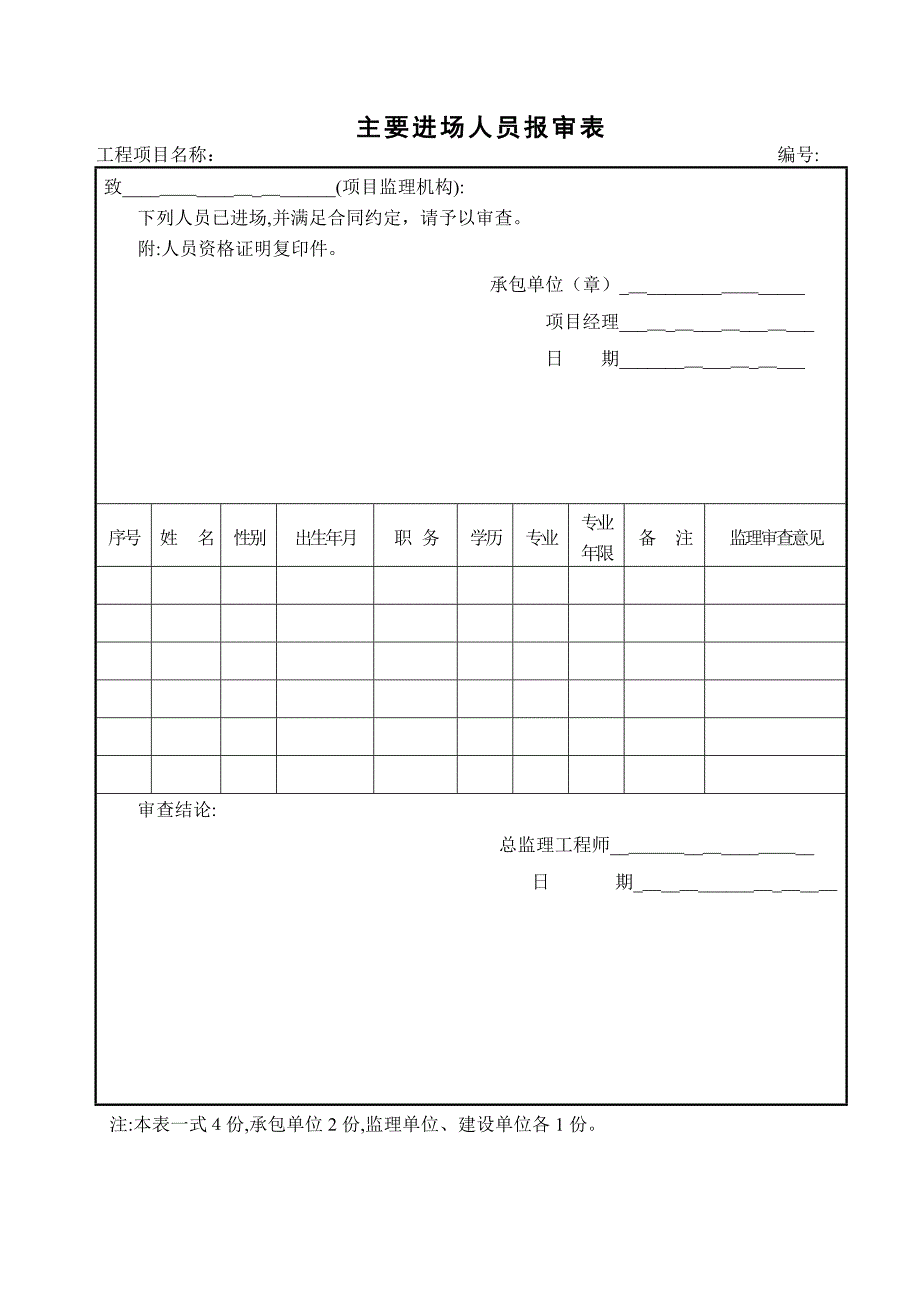 主要进场人员报审表_第1页