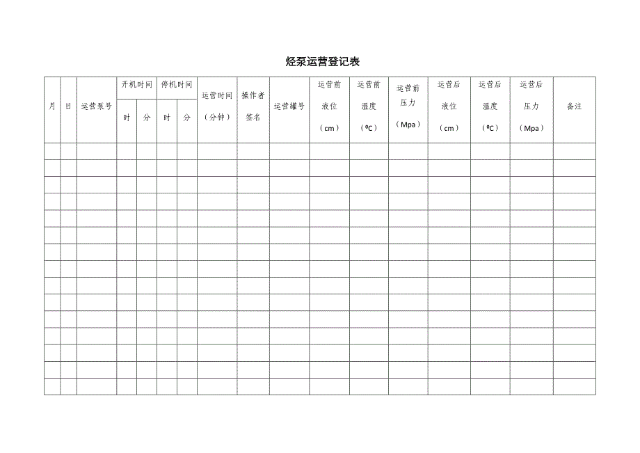 储罐运行记录表烃泵运行记录表_第3页