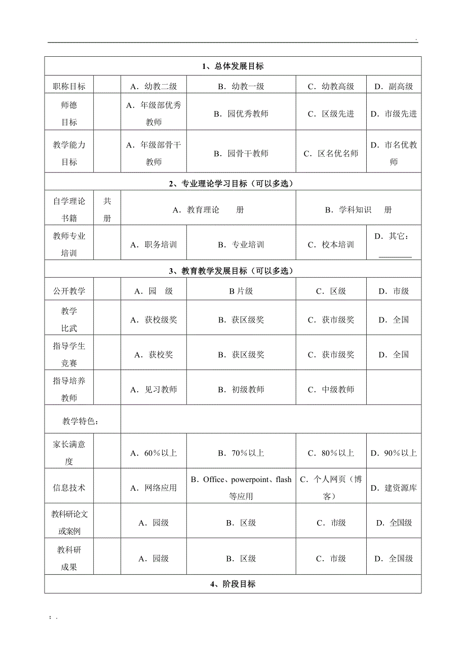 幼儿园教师个人专业发展规划表_第2页