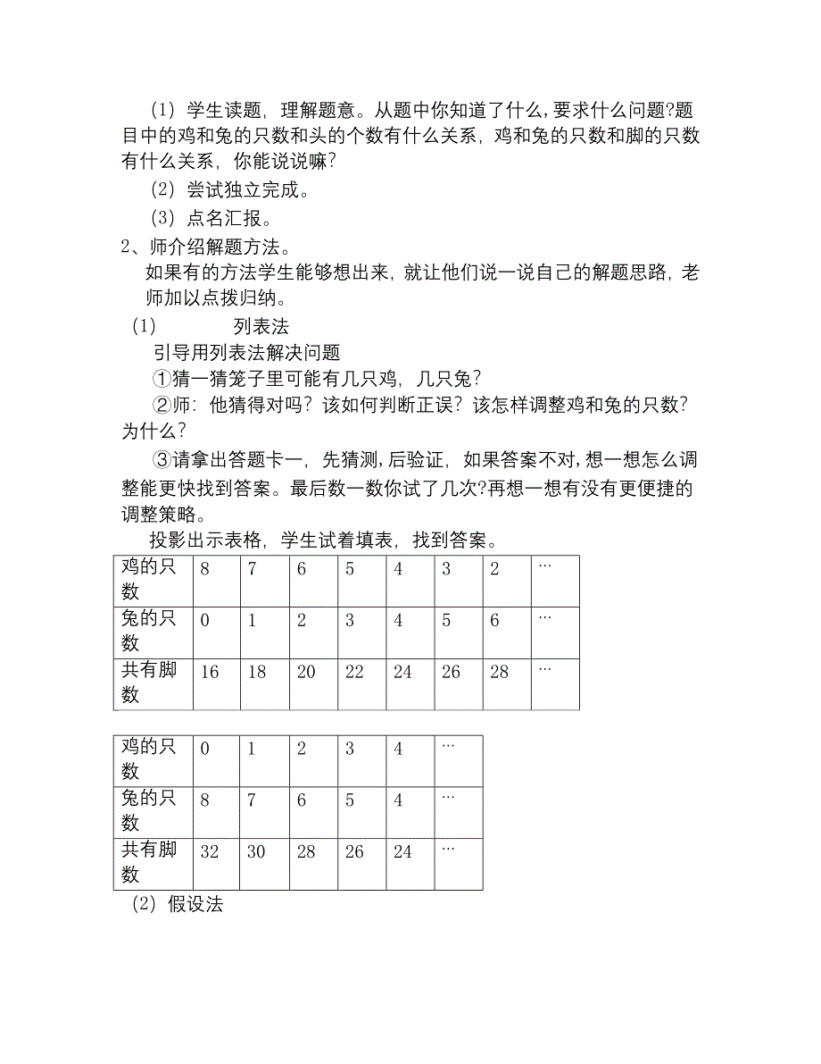 鸡兔同笼教学案例_第2页