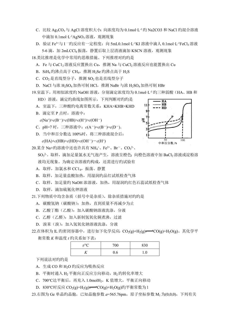 2023年中学生化学竞赛安徽赛区初赛试题及参考答案_第4页