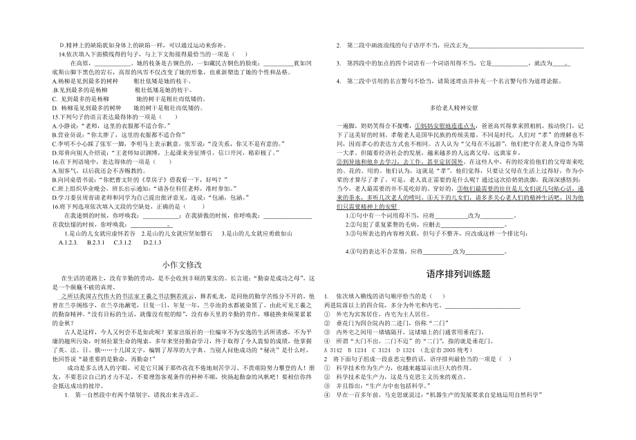 中考语文句子训练_第2页