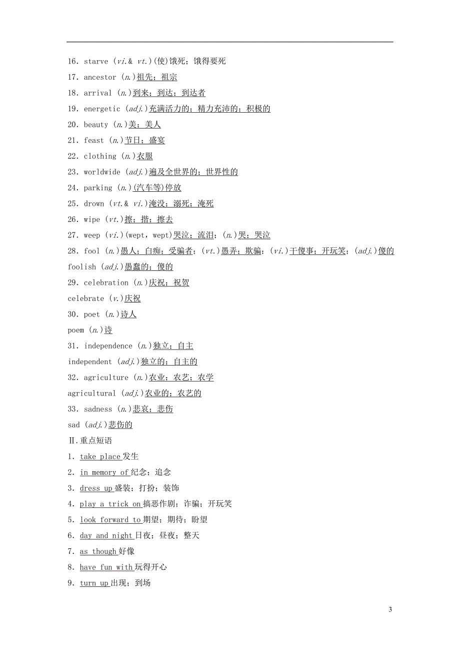 2017高考英语一轮复习 Unit 1 Festivals around the world素材 新人教版必修3_第3页