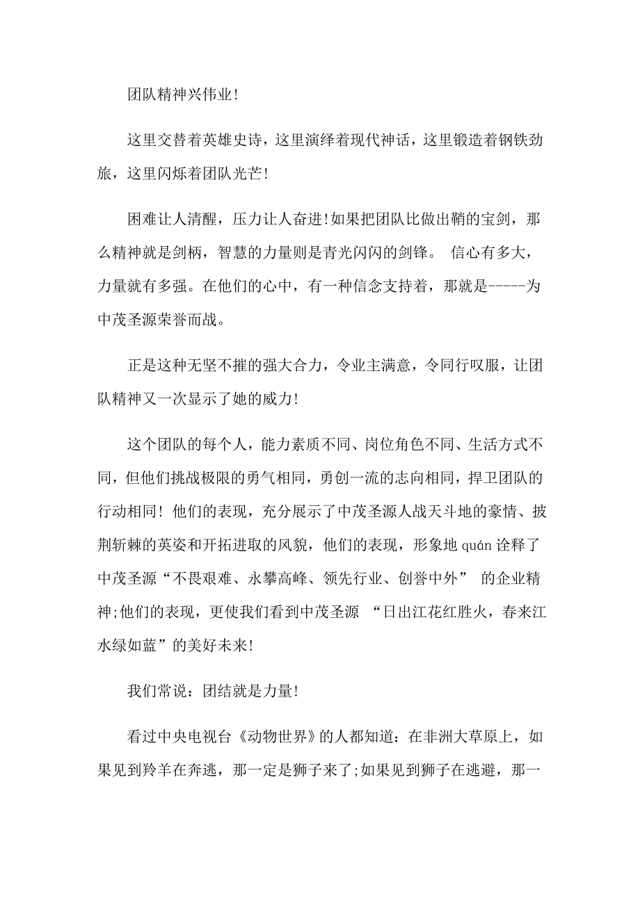 2023年实用的团队精神演讲稿范文合集十篇_第4页