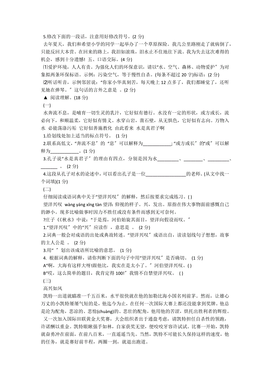 精选小升初语文考试检测试题_第3页