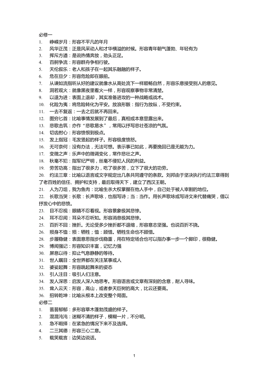 高中语文必修15成语_第1页