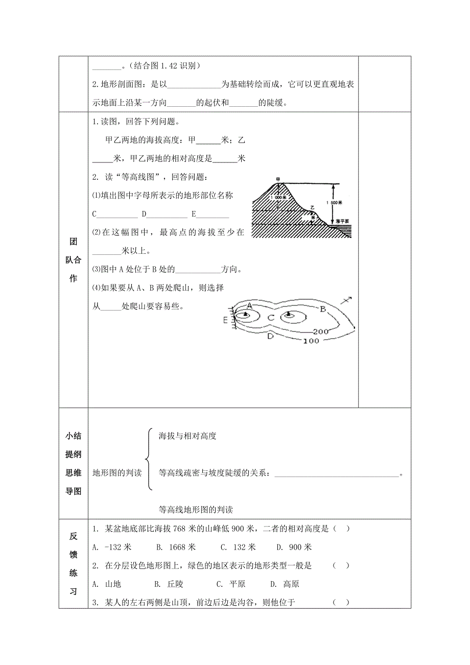 精编七年级地理上册第一章第四节地形图的判读导学案新版新人教版_第2页