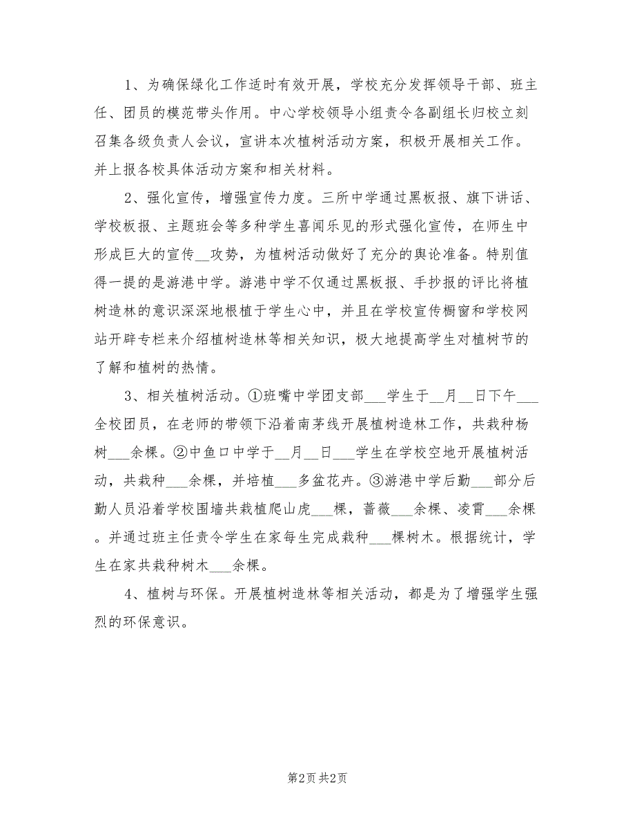 2022年参加植树节的活动总结模板_第2页