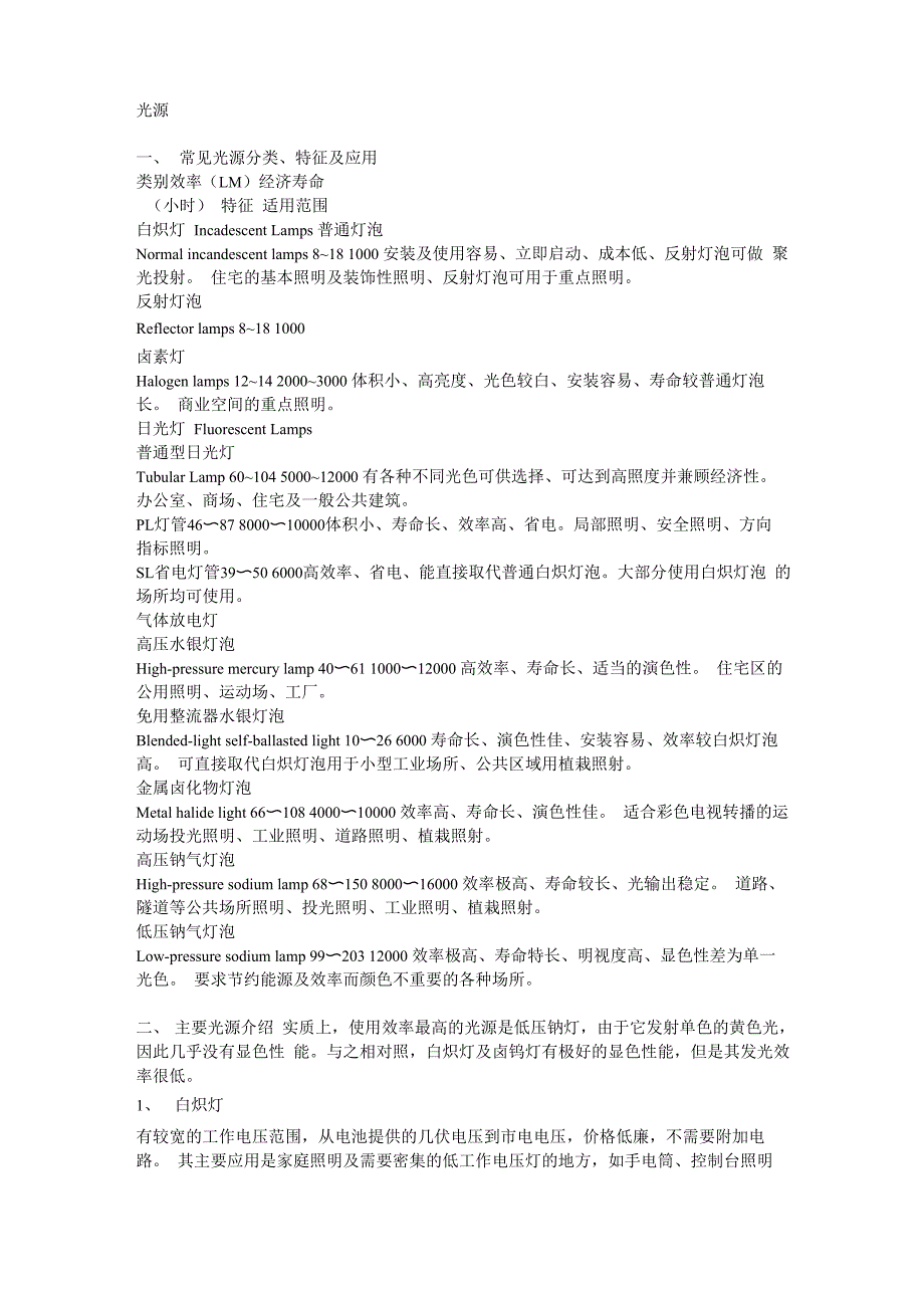 光源基础知识_第1页
