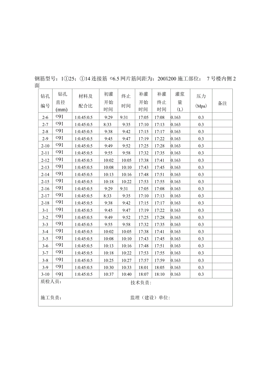 锚杆注浆施工记录表_第4页