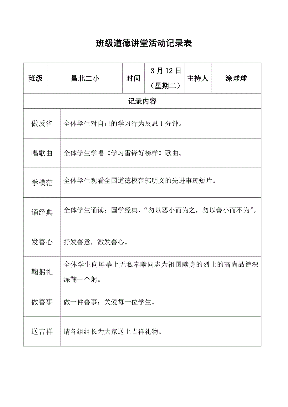 学习雷锋活动记录表样表_第1页