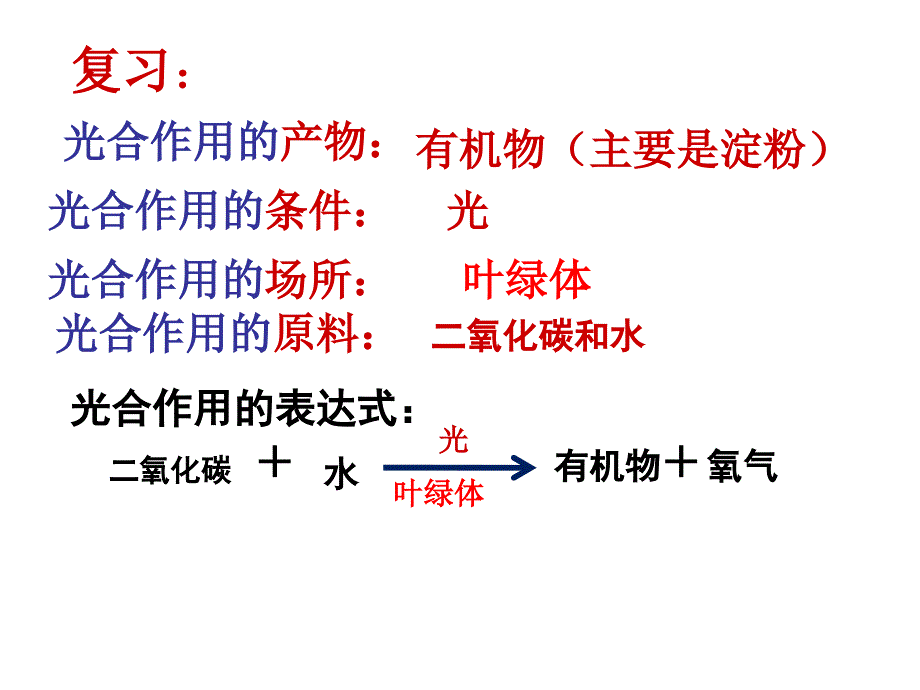 七年级生物上册 3.5.1 光合作用吸收二氧化碳释放氧气复习课件 （新版）新人教版_第1页