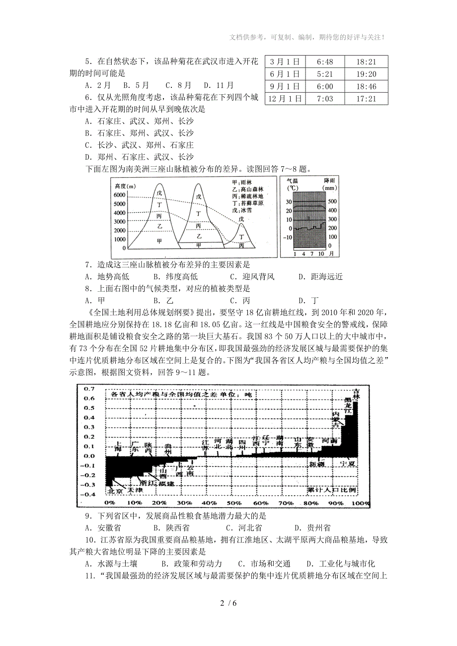 山西省晋中市2011届高三第二次模拟试题地理_第2页