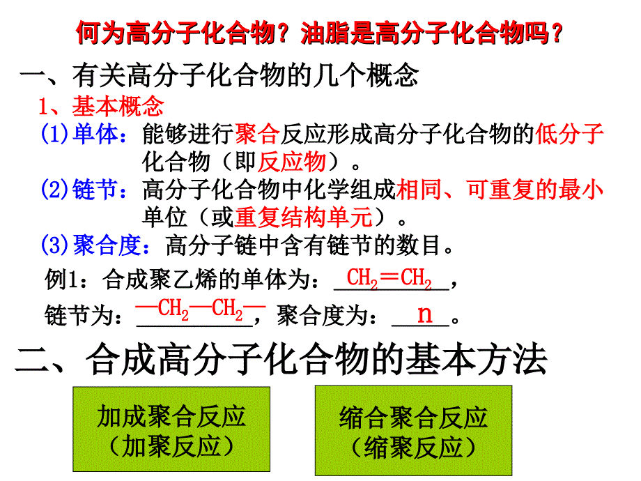 一轮复习选修5合成高分子化合物的方法_第2页