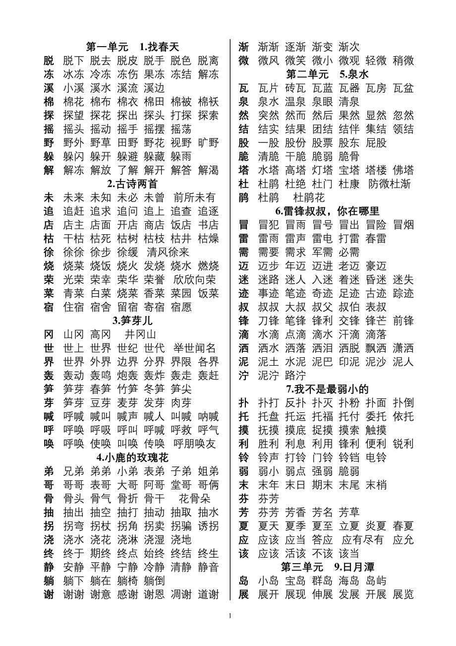 二年级下册一类字组词.doc_第1页