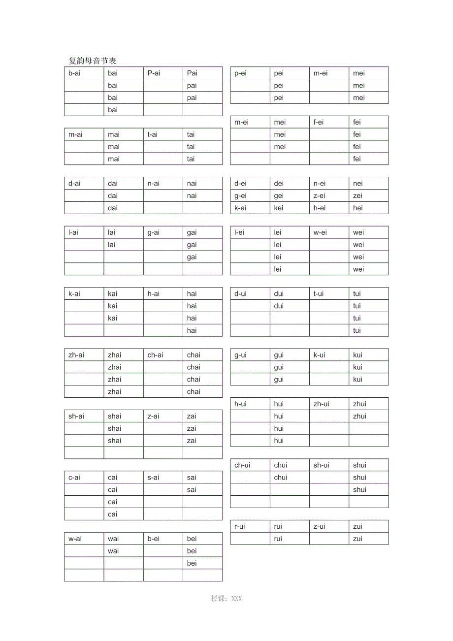 复韵母音节表_第1页