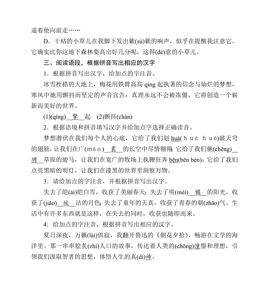 中考语文语音汉字自主复习四_第4页