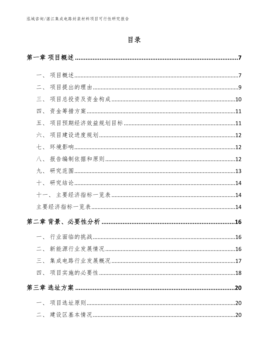 湛江集成电路封装材料项目可行性研究报告_第1页