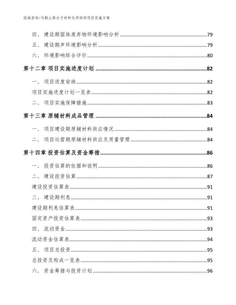 马鞍山高分子材料化学助剂项目实施方案（模板范文）_第5页