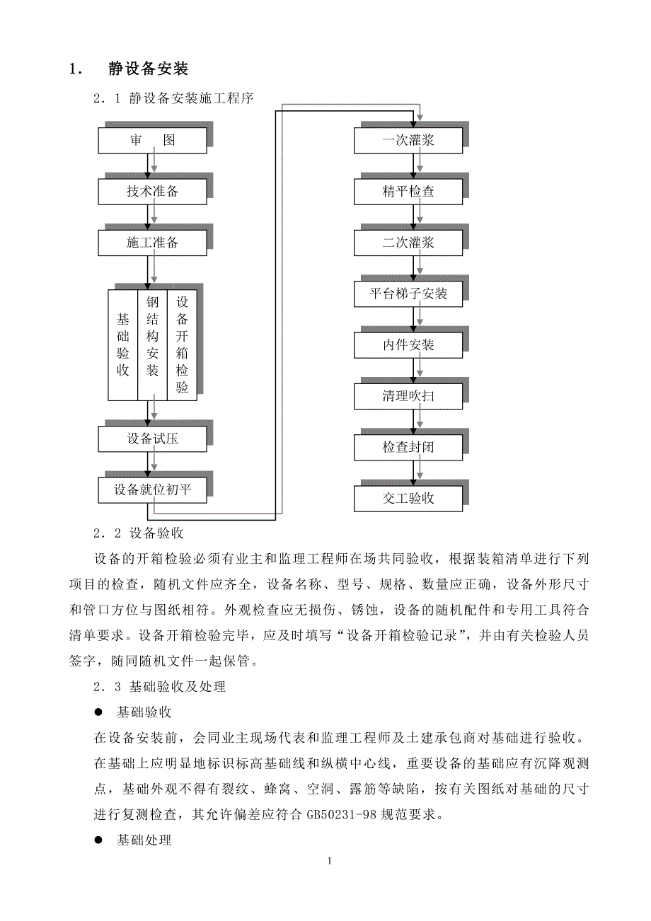 静设备、动设备安装施工技术措施_第1页