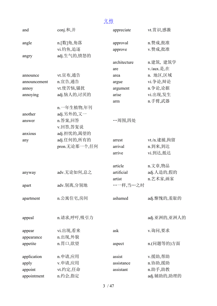 大学英语B级词汇表格_第3页