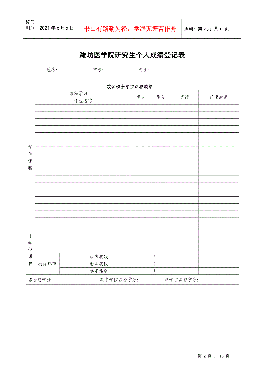 潍坊医学院专业学位中期考核表_第4页