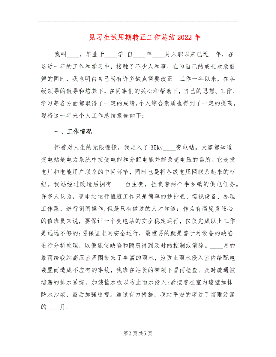 见习生试用期转正工作总结2022年_第2页