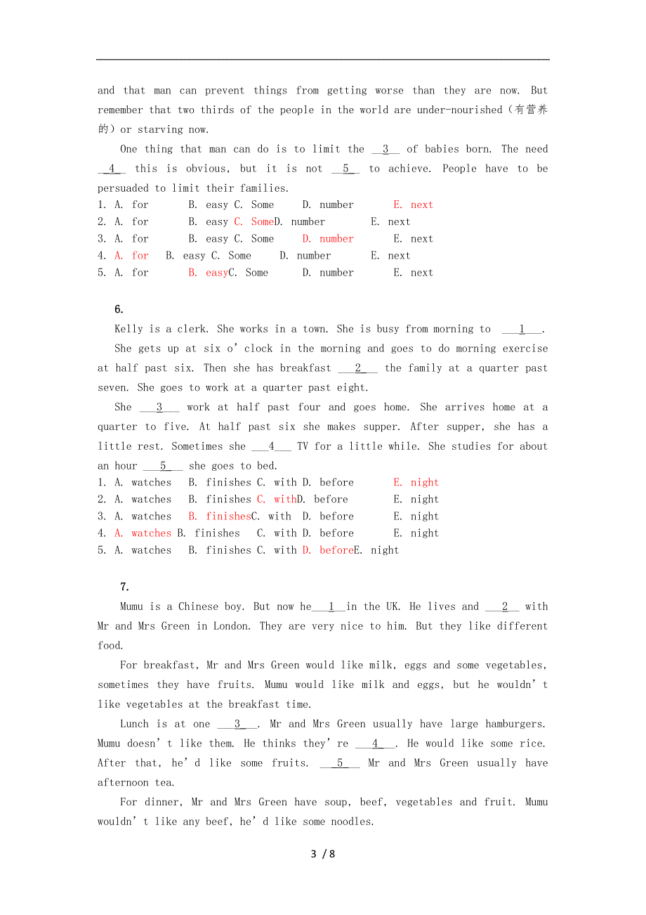 统考大学英语b完形填空专项练习1_第3页