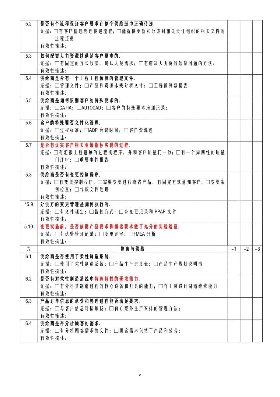 供应商质量管理体系审核评价表_第5页