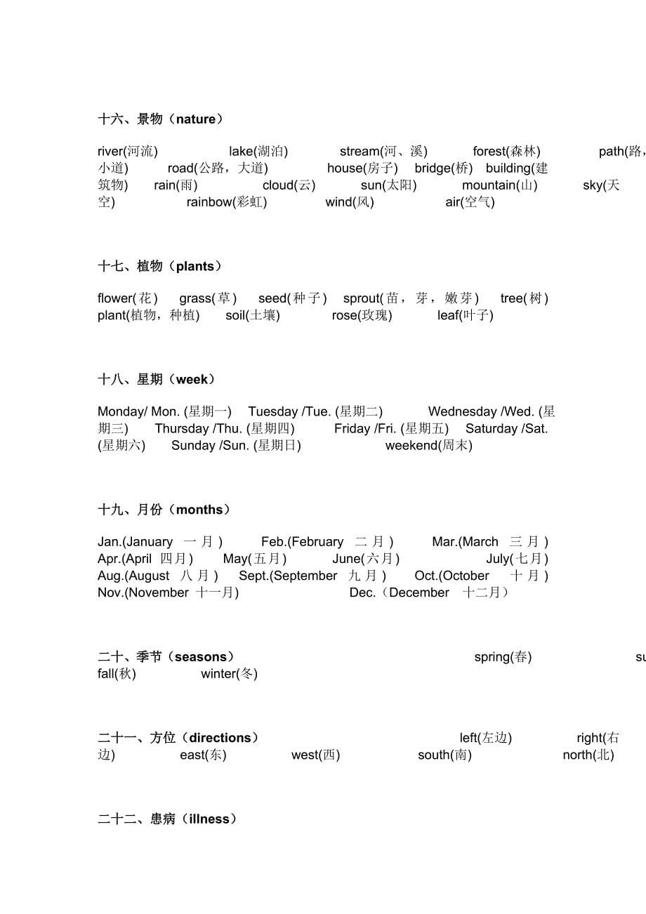 小学英语词汇归类表_第5页